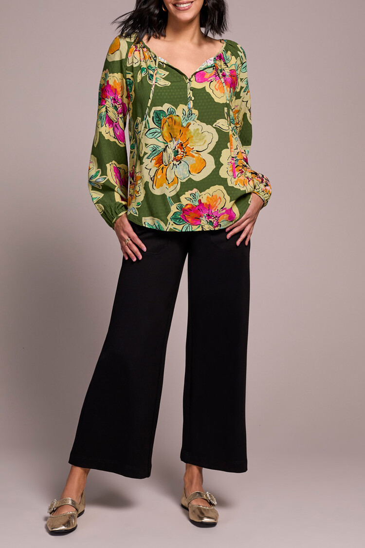 Tribal Tribal Long Sleeve Blouse With Tie 2349O