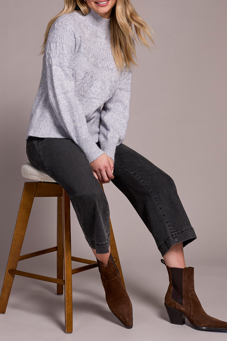 Tribal Tribal Long Sleeve Mock Neck Sweater 2252O