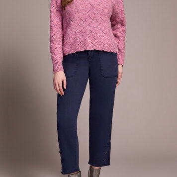 Tribal Tribal Mock Neck Puff Sleeve High Low Sweater 5943O