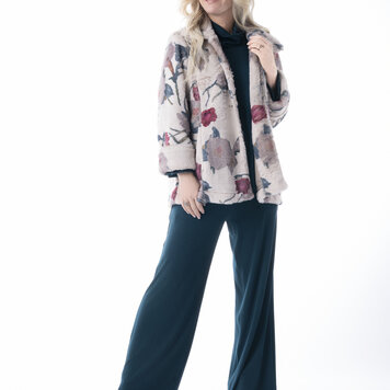 Pure Essence Pure Essence Button Up Faux Fur Jacket 623-4700