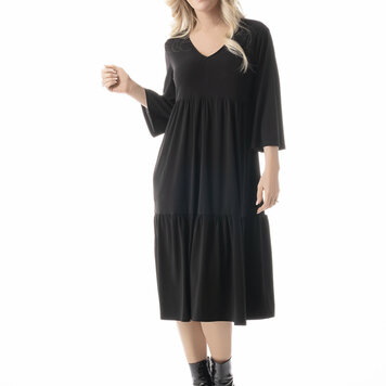 Pure Essence Pure Essence 210-5077 3/4 Sleeve Tiered Maxi Dress