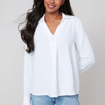 Renuar Renuar R5009 Collared Blouse w/ Button