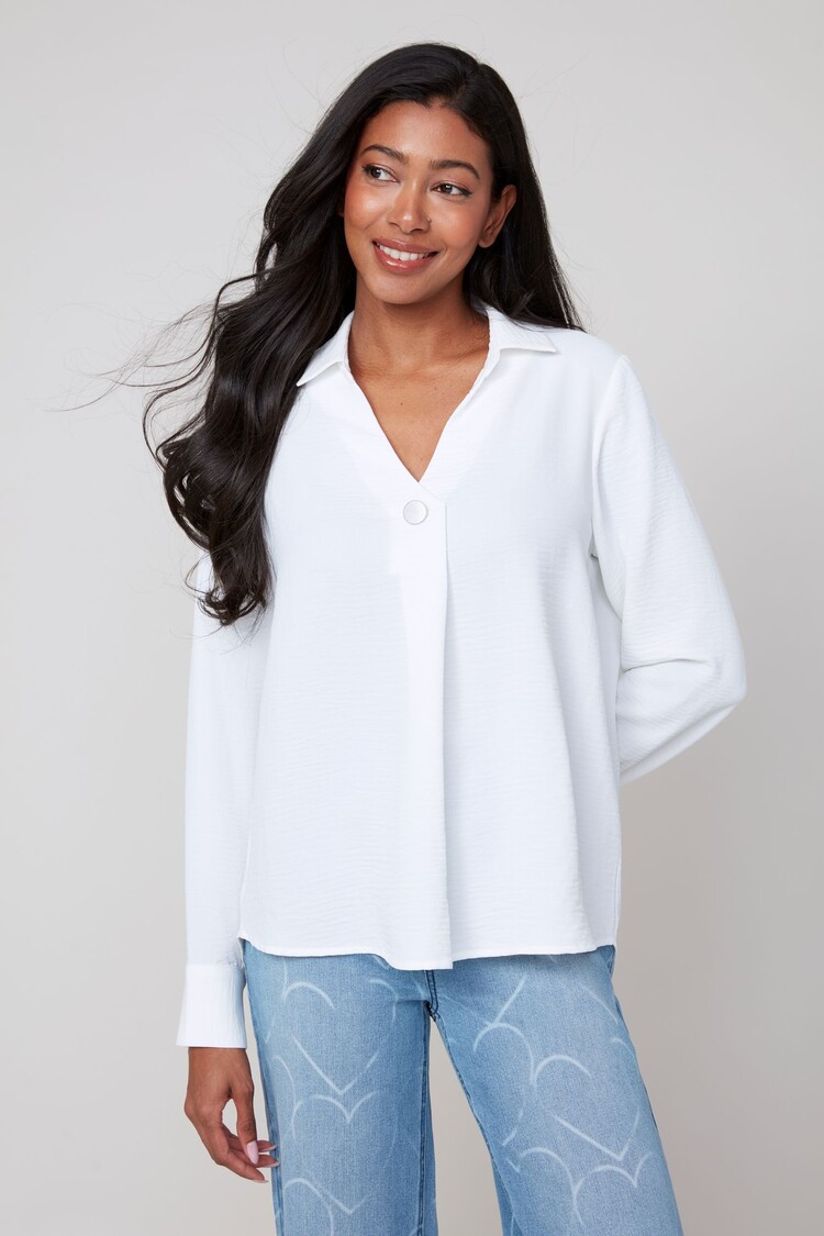 Renuar Renuar R5009 Collared Blouse w/ Button