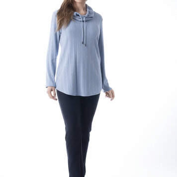 Pure Essence Pure Essence 627-4534 Turtleneck Sweater w/ Drawstring Neck Detail
