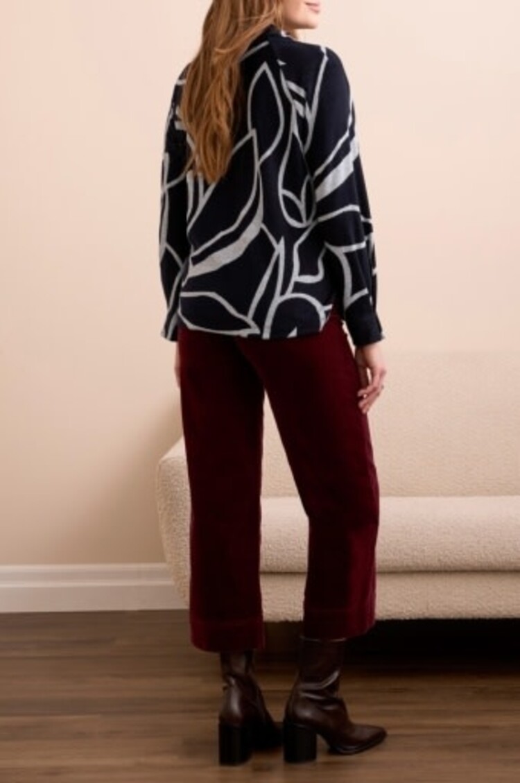 Tribal L/S HENLEY TOP W/SIDE SLITS-GREY MIX