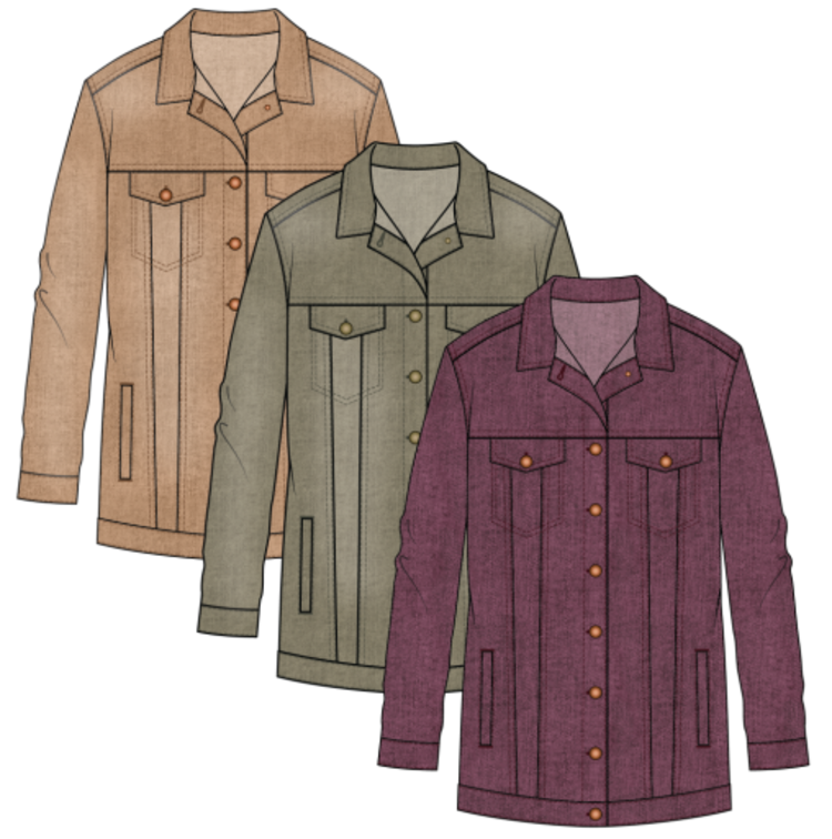 Tribal DENIM MAXI JACKET 6015O-PASSION PLUM