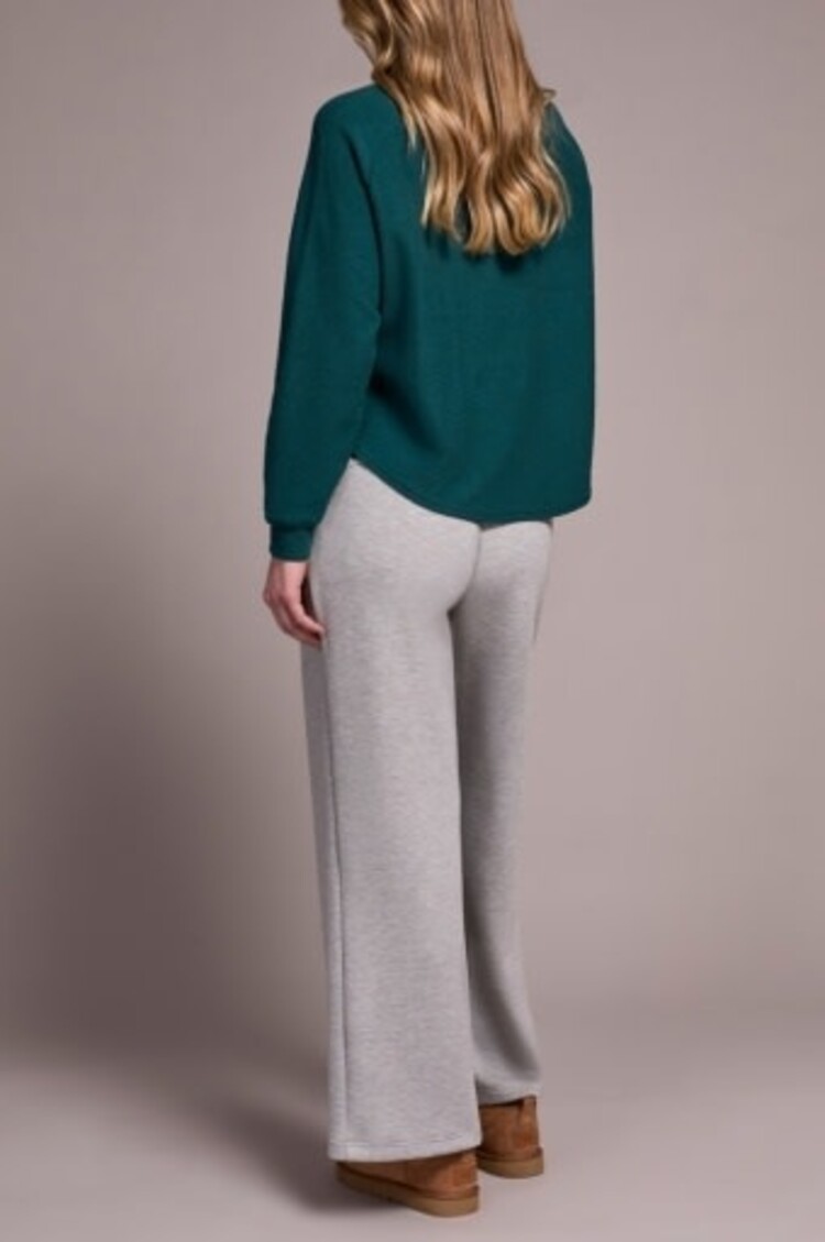 Tribal HENLEY TOP W/ RIB COMBO-SILVERPINE