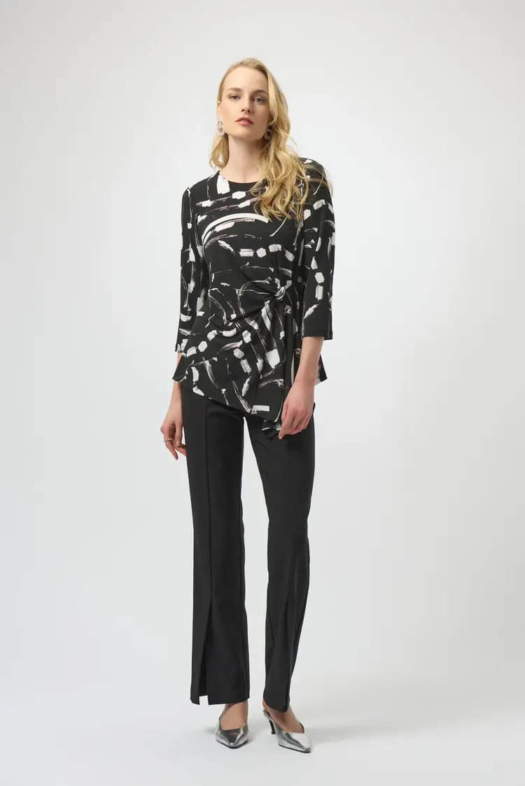 Joseph Ribkoff Joseph Ribkoff Silky Knit Abstract Print Asymmetrical Top 254165