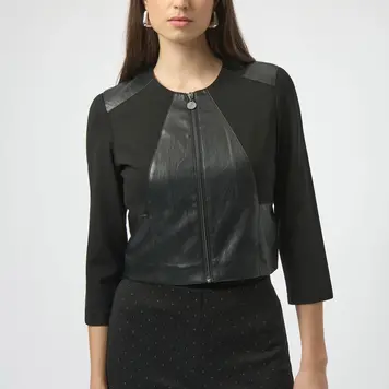 Joseph Ribkoff Joseph Ribkoff Heavy Knit and Leatherette Fitted Jacket 254928
