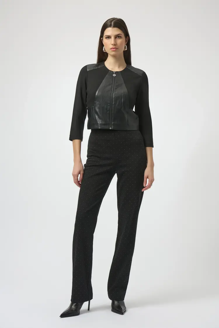 Joseph Ribkoff Joseph Ribkoff Heavy Knit and Leatherette Fitted Jacket 254928