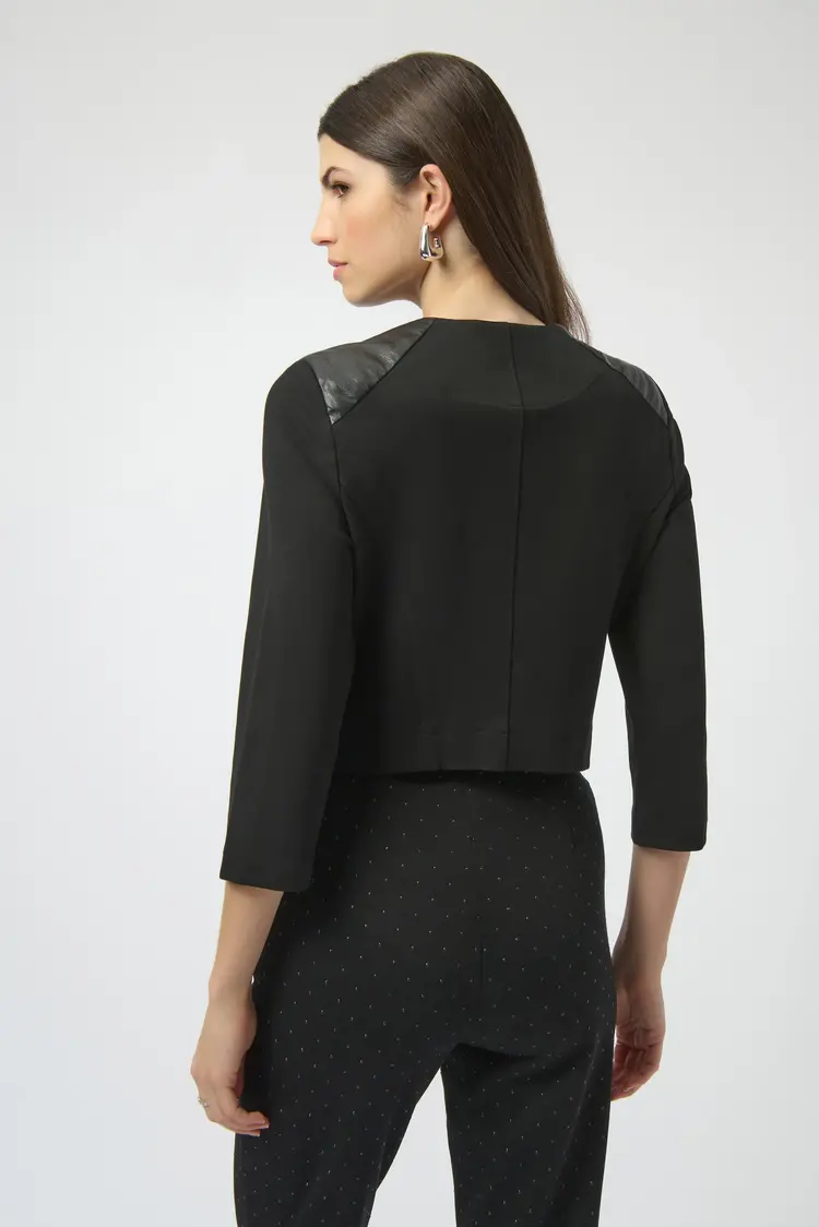 Joseph Ribkoff Joseph Ribkoff Heavy Knit and Leatherette Fitted Jacket 254928