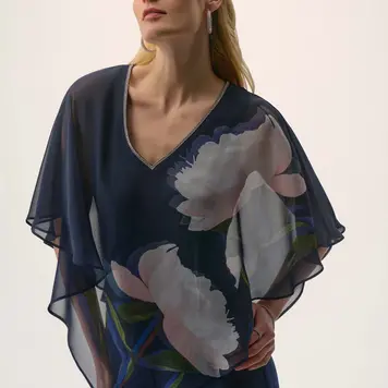 Joseph Ribkoff Joseph Ribkoff Chiffon & Silky Knit Floral Print Poncho Top 254731