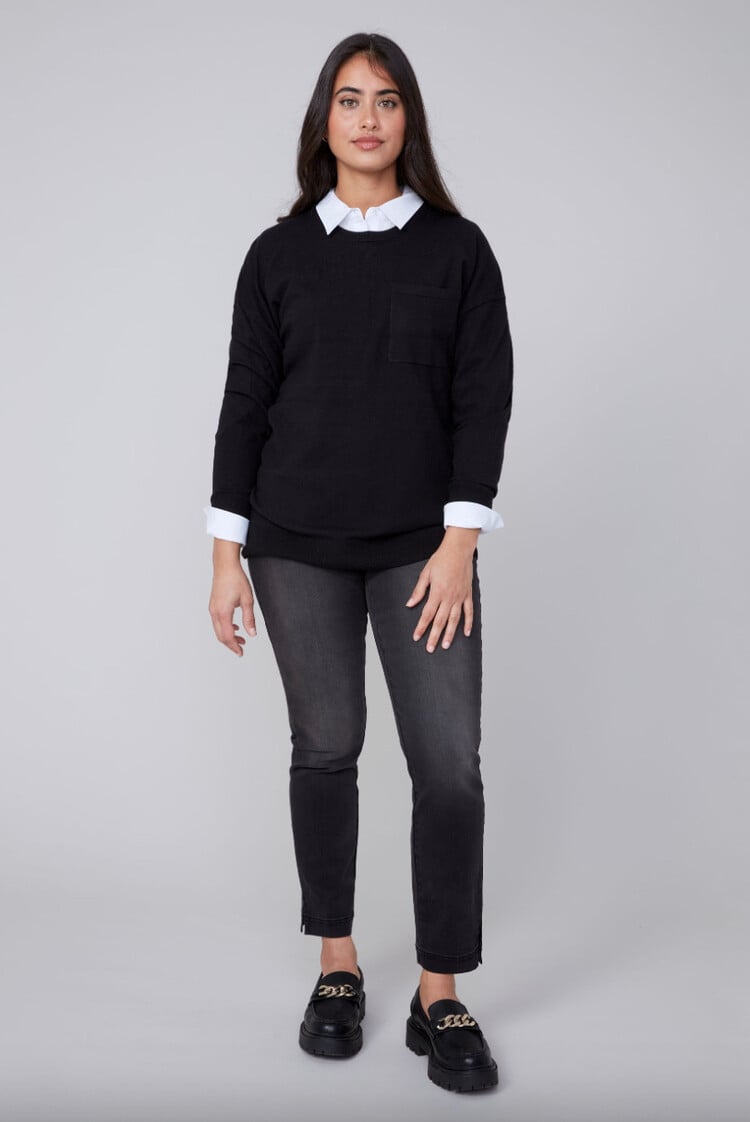 Renuar Renuar R6957 Crewneck Sweater w/ Chest Pocket