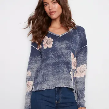 Charlie B Charlie B C2907 Reversible V-Neck Sweater