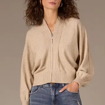 Wit&Wisdom Wit & Wisdom Long Dolman Sleeve V Neck Zip Up Sweater Jacket P625HASW