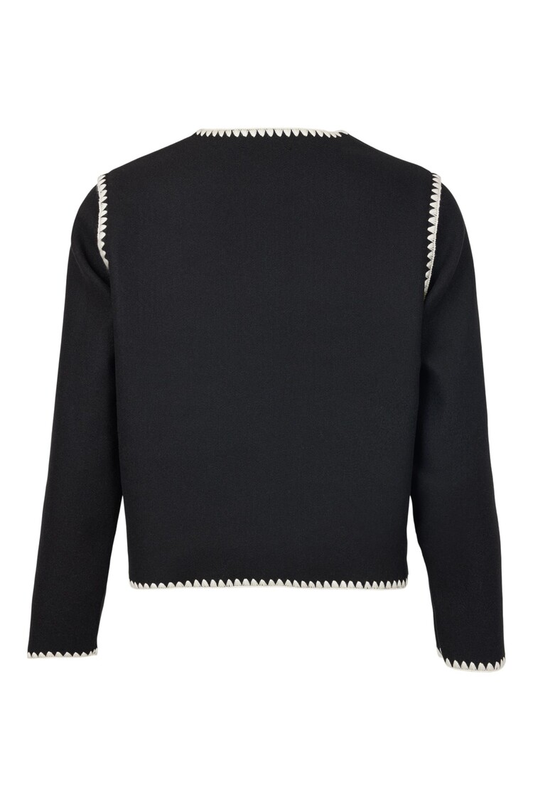 Sunday Sunday Button Front Jacket with Embroidered Border and Front Pockets