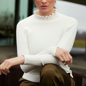 Sunday Sunday 6258 Ruffle Mock Neck Sweater