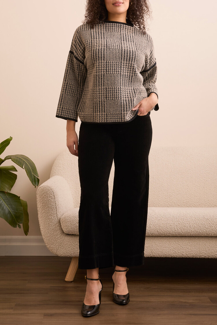 Tribal Tribal 2296O Fuzzy Mock Neck Top with 3/4 Sleeves