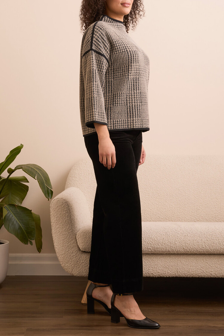 Tribal Tribal 2296O Fuzzy Mock Neck Top with 3/4 Sleeves