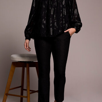 Tribal Tribal Chiffon Square Neck Puff Sleeve Blouse 6047O