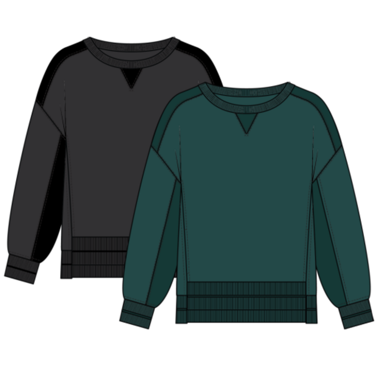 Tribal L/S COMBO TOP W/ PKTS-BLACK