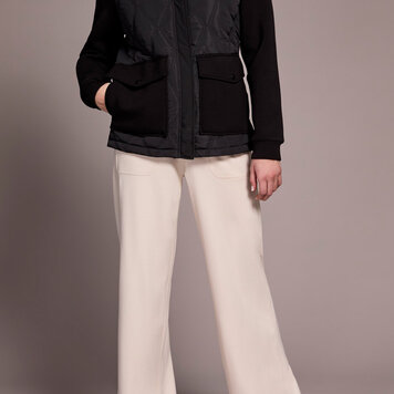 Tribal Tribal Quilted Front Combo Knit Jacket With Hood and Pockets 5918O