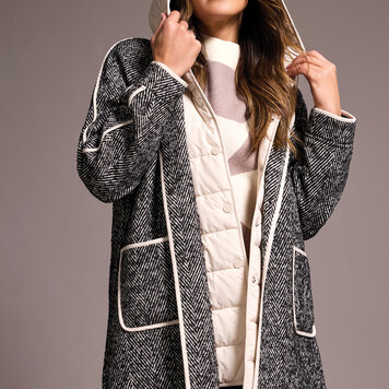 Tribal Tribal Long Sleeve Coat With Fooler Hood 2331O
