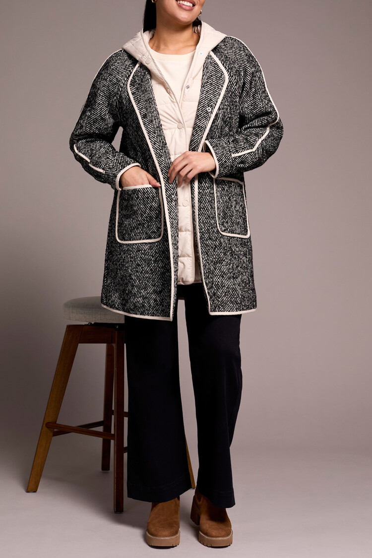 Tribal Tribal Long Sleeve Coat With Fooler Hood 2331O