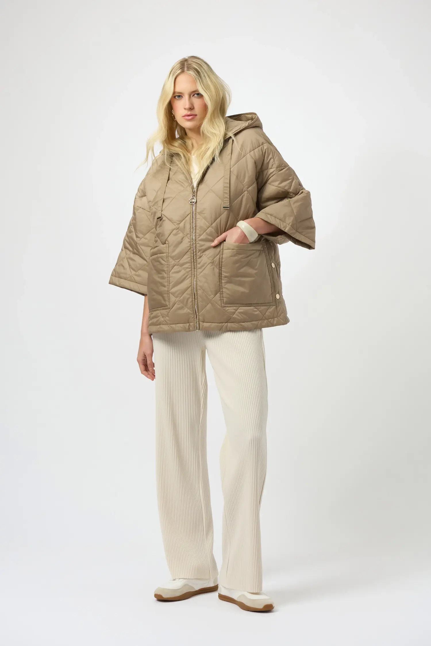 Joseph Ribkoff Woven Diamond Quilt Hooded Jacket 254914 - Main