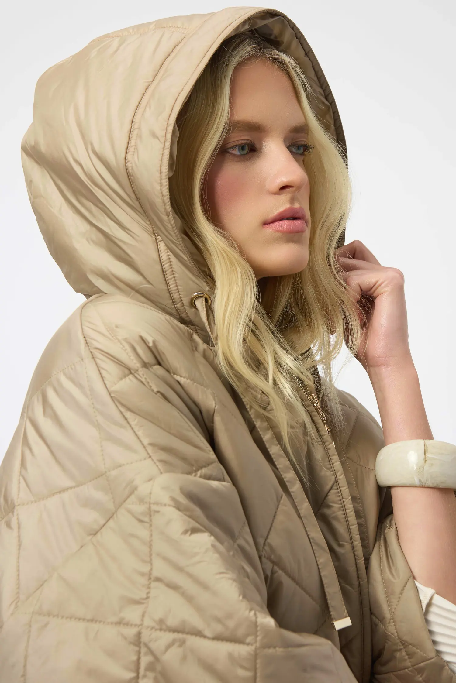 Joseph Ribkoff Woven Diamond Quilt Hooded Jacket 254914 - Main