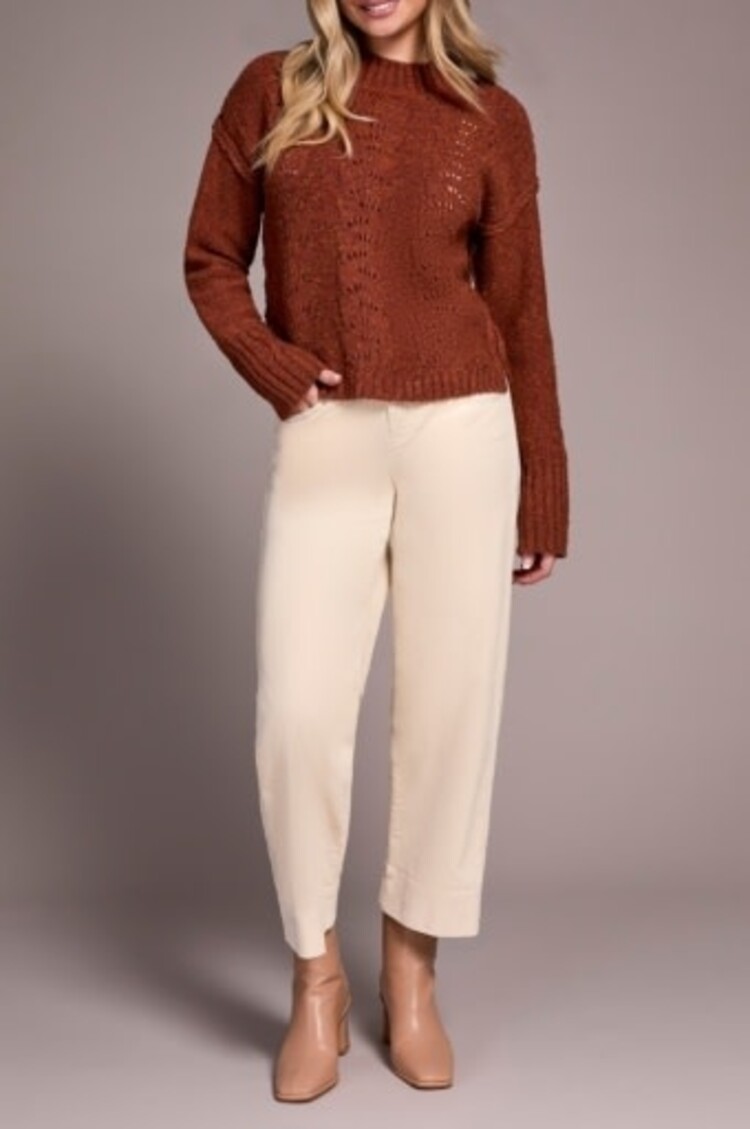 Tribal CREW NECK SWEATER  W/PUFF SLV -M GINGERSPICE