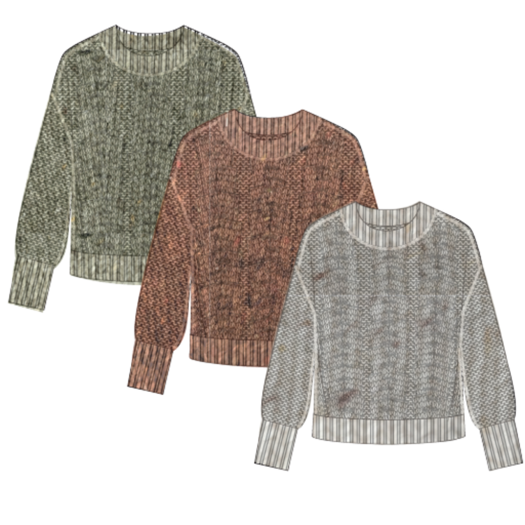 Tribal CREW NECK SWEATER  W/PUFF SLV -M GINGERSPICE