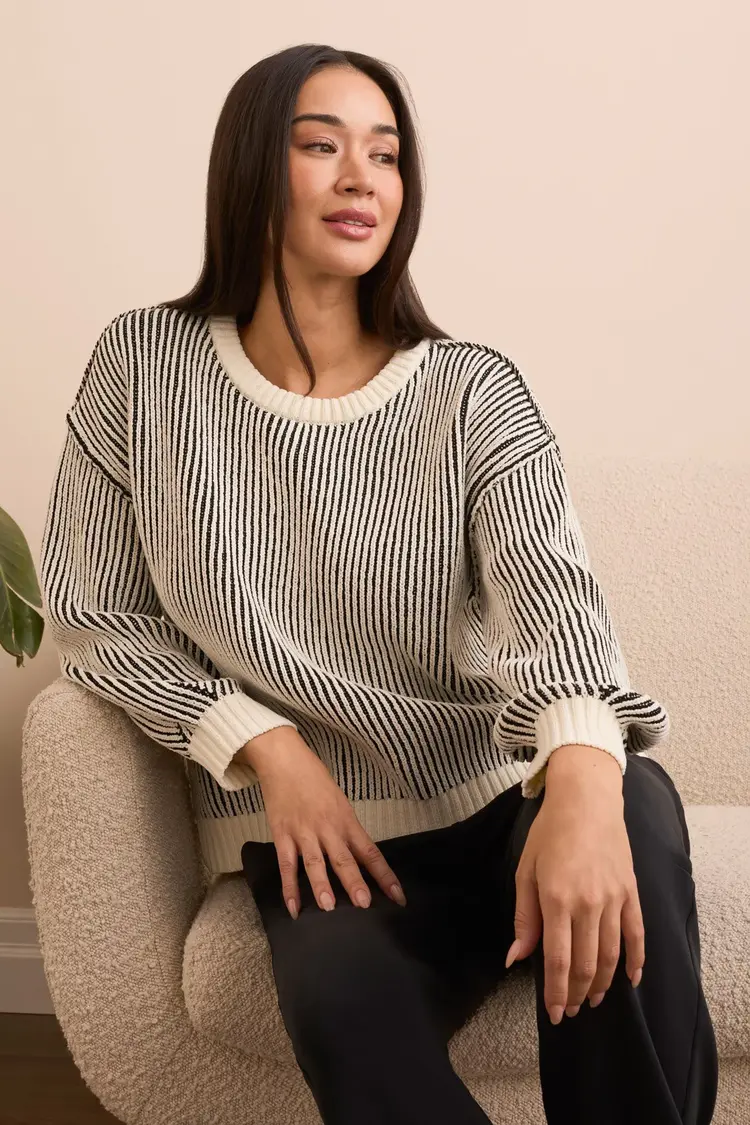 Tribal Tribal 5983O Crew Neck Sweater w/ Side Slits