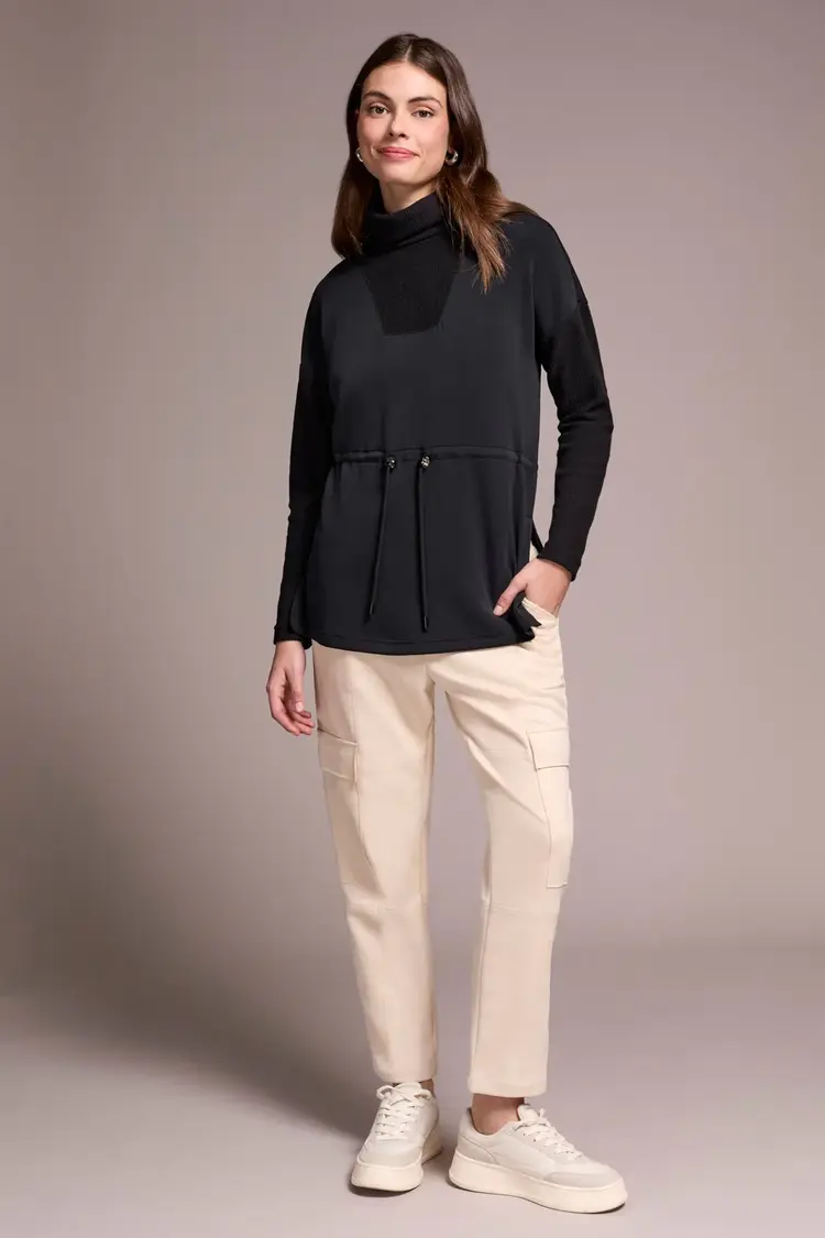 Tribal L/S TURTLE NECK COMBO TOP-CREAM