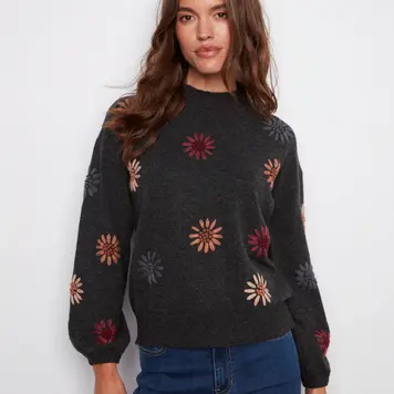 Charlie B Charlie B Printed Plushy Mock Neck Sweater C2574RR