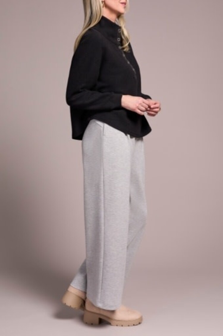 Tribal HENLEY TOP W/ RIB COMBO-SILVERPINE