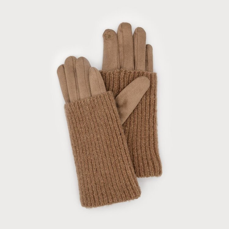 Caracol RIBBED WRIST-WARMER FAUX SUEDE GLOVES 9010