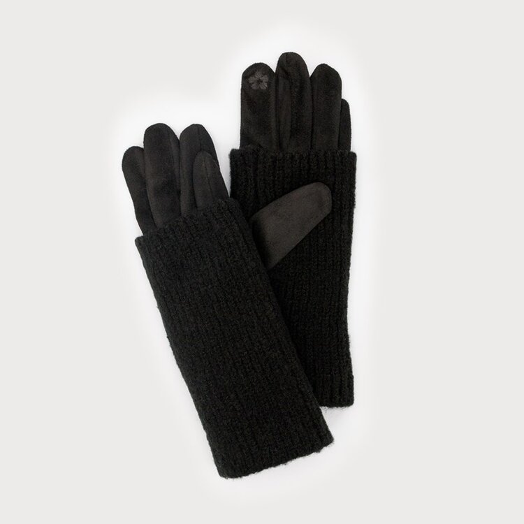 Caracol RIBBED WRIST-WARMER FAUX SUEDE GLOVES 9010
