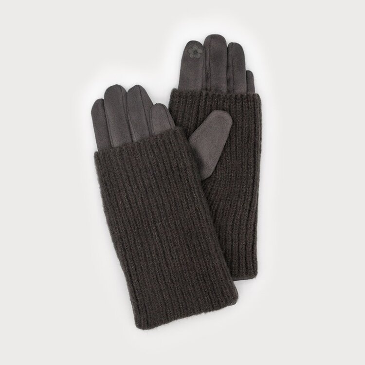 Caracol RIBBED WRIST-WARMER FAUX SUEDE GLOVES 9010
