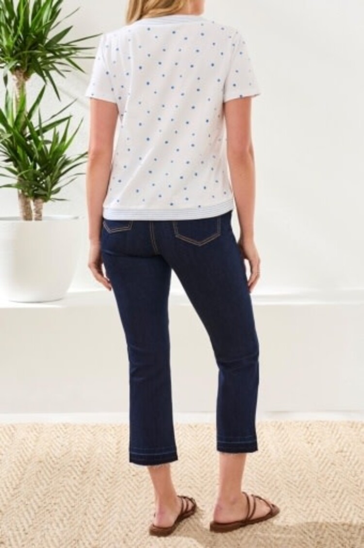 Tribal S/S TOP W/EMBROIDERY DTL-WHITE