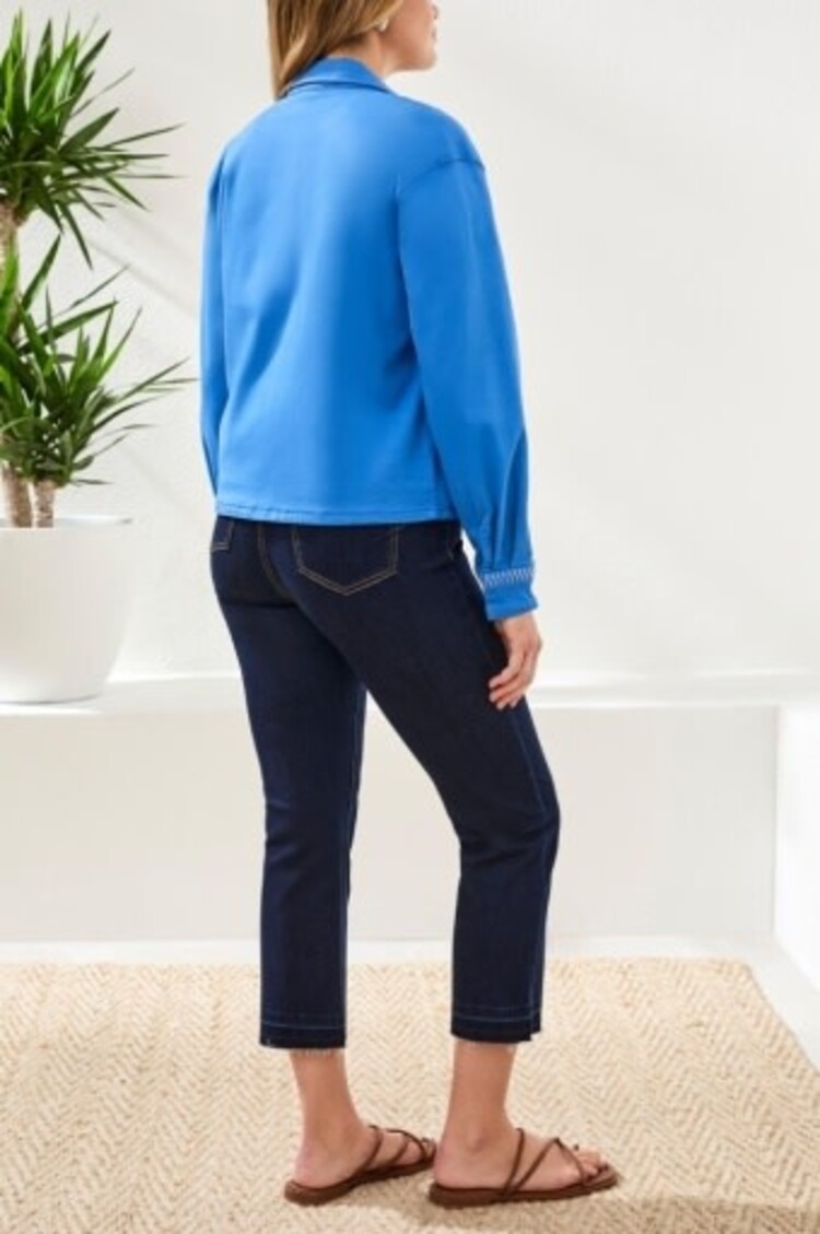 Tribal L/S HIDDEN SNAP FRT JACKET W/ EMBRO-ROYAL