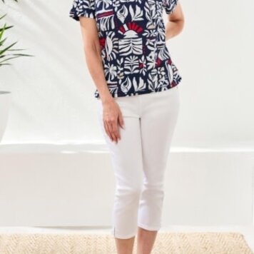 Tribal S/S CREW NECK TOP-JET BLUE