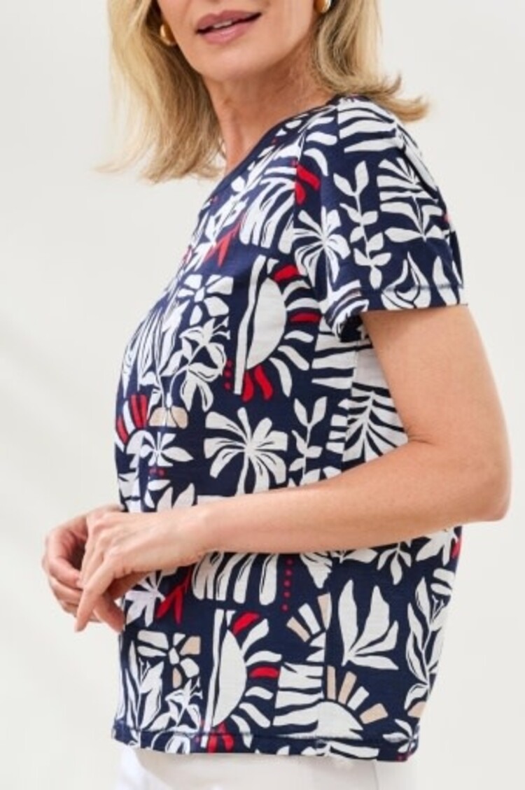 Tribal S/S CREW NECK TOP-JET BLUE