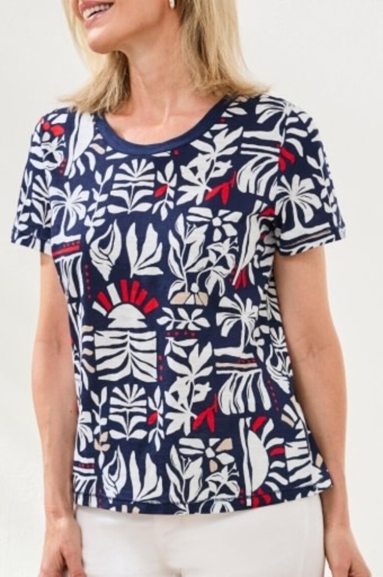 Tribal S/S CREW NECK TOP-JET BLUE