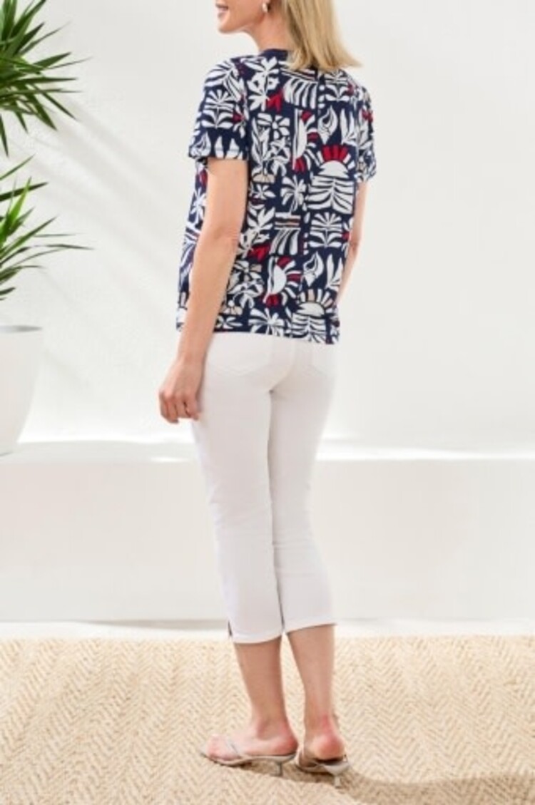 Tribal S/S CREW NECK TOP-JET BLUE