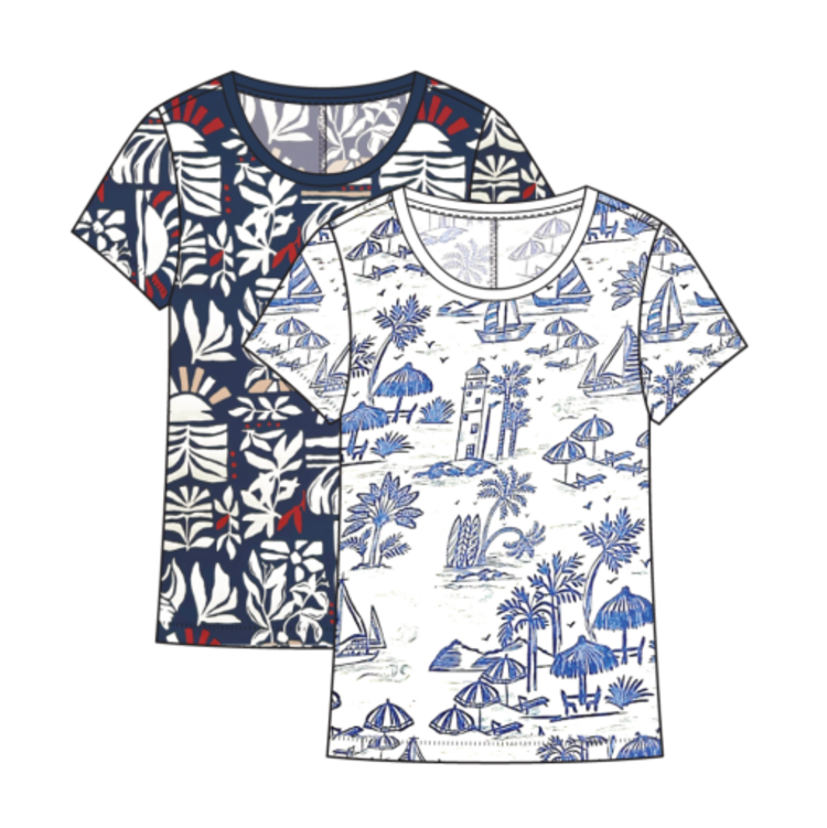 Tribal S/S CREW NECK TOP-JET BLUE
