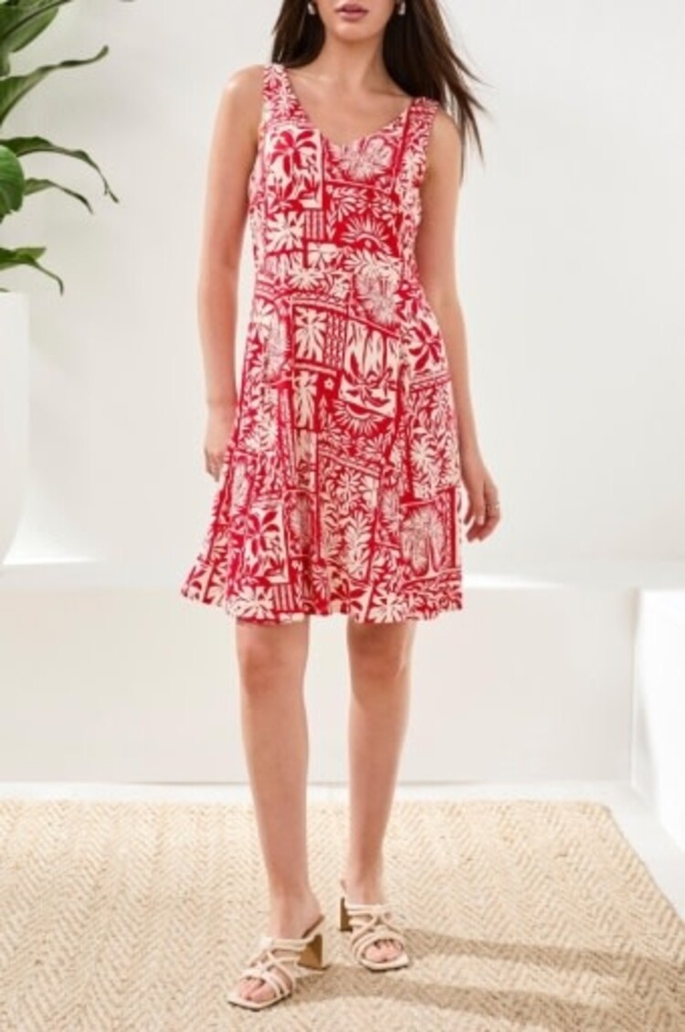 Tribal SLVLESS V NECK DRESS-SANGRIA