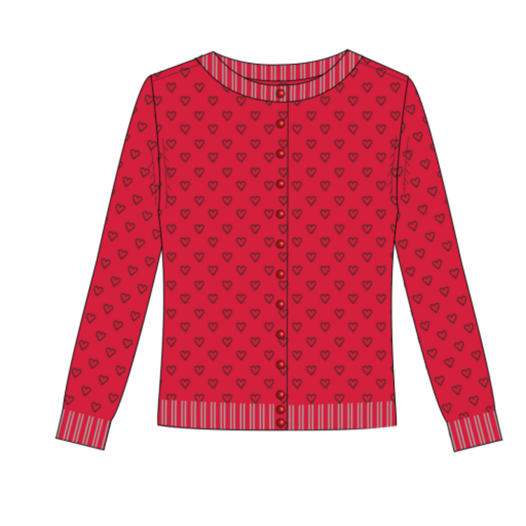 Tribal BUTTON DOWN FRONT POINTELLE CARDI-ROUGE