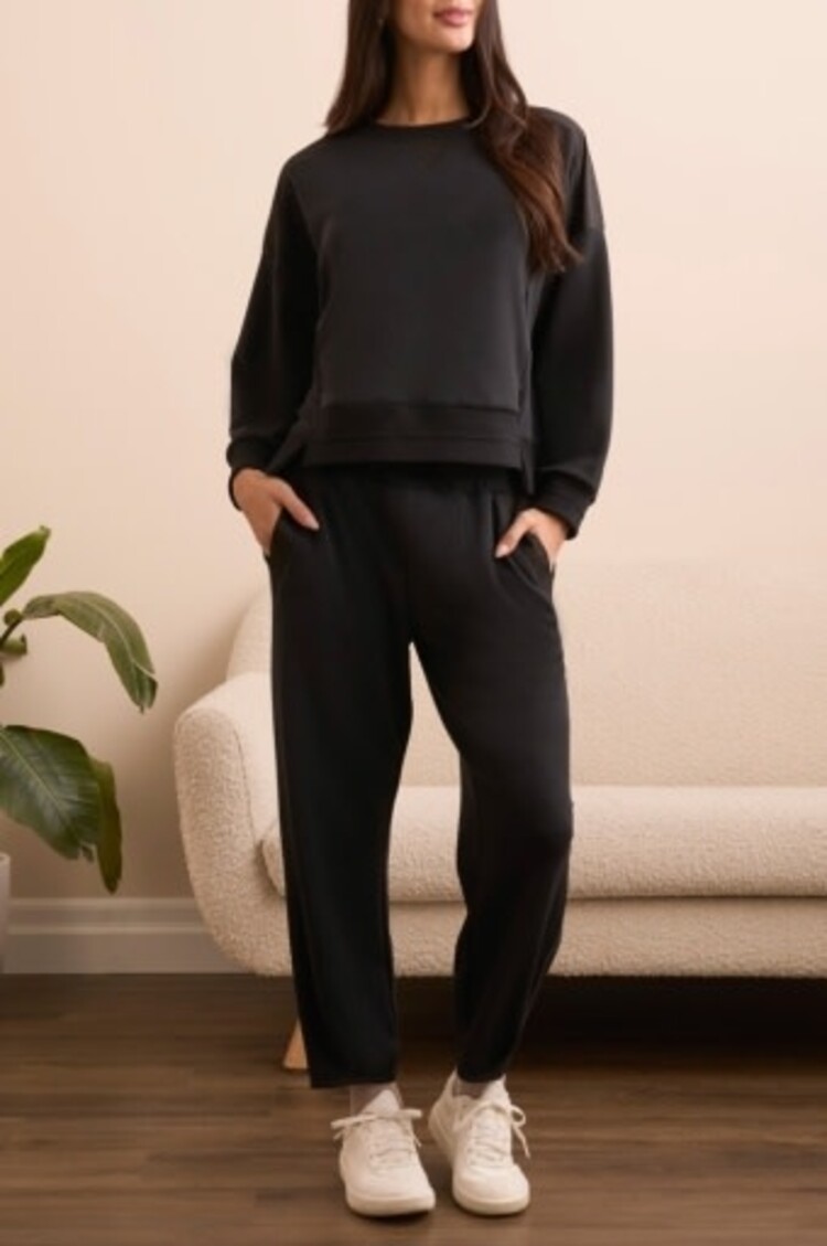 Tribal L/S COMBO TOP W/ PKTS-BLACK