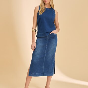 French Dressing Jeans FDJ Pull-on Skirt with Slits 6983131